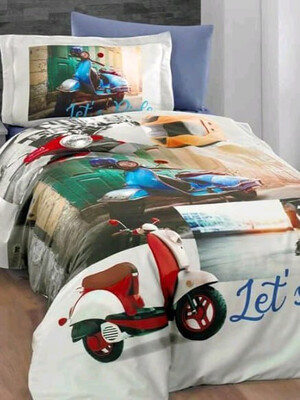 Купить Постільний комплект полуторний TAC Jakar Jonas з простирадлом на гумці і вафельним покривалом в Украина