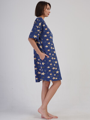 Купить Хлопковая туника большого размера с коротким рукавом VIENETTA 4083551335 в Украина в Lingerie.ua - Одяг для дому та відпочинку, Фото 2