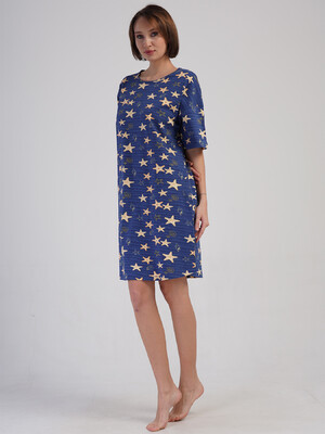 Купить Хлопковая туника большого размера с коротким рукавом VIENETTA 4083551335 в Украина в Lingerie.ua - Одяг для дому та відпочинку, Фото 4