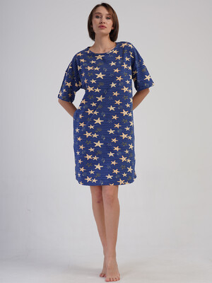 Купить Хлопковая туника большого размера с коротким рукавом VIENETTA 4083551335 в Украина в Lingerie.ua - Одяг для дому та відпочинку, Фото 5