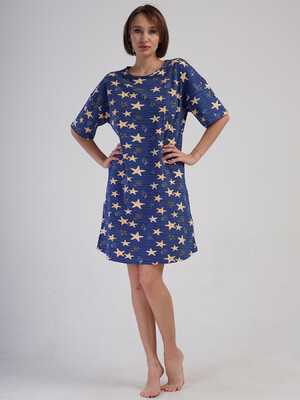 Купить Хлопковая туника большого размера с коротким рукавом VIENETTA 4083551335 в Украина в Lingerie.ua - Одяг для дому та відпочинку, Фото 7