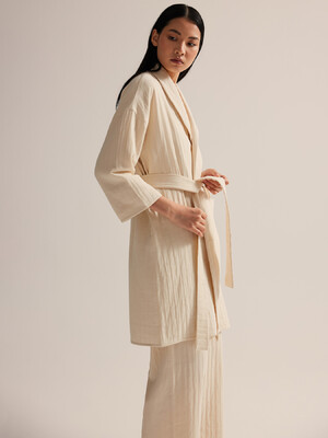 Купить Бавовняний тканий халат на запах з довгим рукавом HAYS 62228 в Украина в Lingerie.ua - Одяг для дому та відпочинку, Фото 3