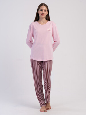 Хлопковый домашний костюм с длинным рукавом (лонгслив + брюки) VIENETTA 6050292170
