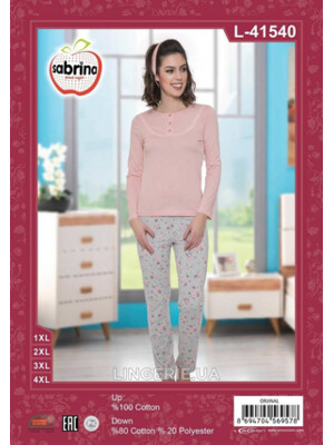 Купить Хлопковый домашний комплект с длинным рукавом SABRINA L-41540 в Украина