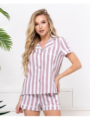 Классическая пижама из вискозы с рубашкой и шортами LINGERIE 170429