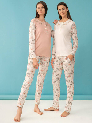 Жіноча піжама з віскози з довгим рукавом FEYZA 4040-В