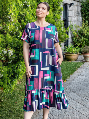 Купить Платье летнее из вискозы с геометрическим принтом COCOON J5-5008 в Украина