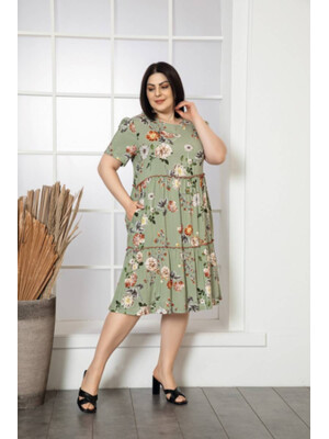 Купить Платье летнее большого размера с оборкой COCOON J2-2148 в Украина