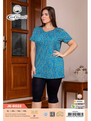 Купить Комплект жіночий великих розмірів COCOON J6-6022 футболка та бриджі з модалу в Украина в Lingerie.ua - Одяг для дому та відпочинку, Фото 2