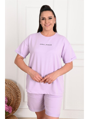 Купить Трикотажный костюм большого размера с шортами ADROM 3435 Girls_Power в Украина в Lingerie.ua - Одяг для дому та відпочинку, Фото 2