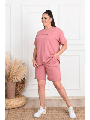 Купить Трикотажный костюм большого размера с шортами ADROM 3435 Girls_Power в Украина в Lingerie.ua - Одяг для дому та відпочинку, Фото 3