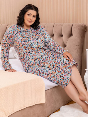 Купить Байковая ночная сорочка большого размера SABRINA U11460 в Украина в Lingerie.ua - Одяг для дому та відпочинку, Фото 2