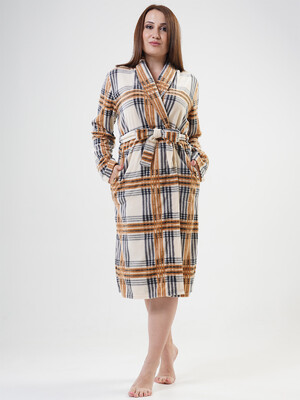 Купить Флісовий халат великого розміру в клітинку VIENETTA 2010350063 в Украина