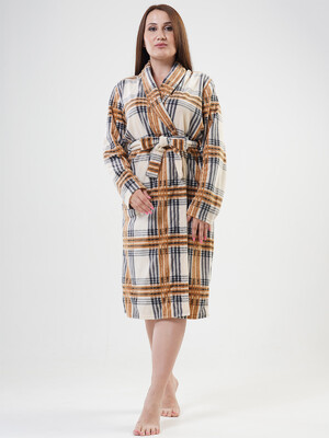 Купить Флисовый  халат большого размера в клетку VIENETTA 2010350063 в Украина в Lingerie.ua - Одяг для дому та відпочинку, Фото 2