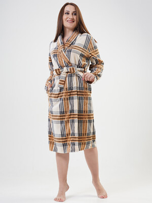 Купить Флисовый  халат большого размера в клетку VIENETTA 2010350063 в Украина в Lingerie.ua - Одяг для дому та відпочинку, Фото 3
