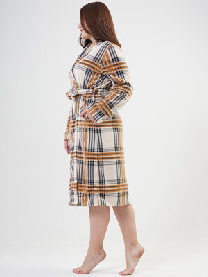 Купить Флисовый  халат большого размера в клетку VIENETTA 2010350063 в Украина в Lingerie.ua - Одяг для дому та відпочинку, Фото 4