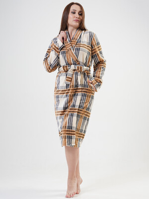 Купить Флисовый  халат большого размера в клетку VIENETTA 2010350063 в Украина в Lingerie.ua - Одяг для дому та відпочинку, Фото 6