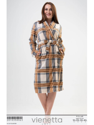 Купить Флисовый  халат большого размера в клетку VIENETTA 2010350063 в Украина в Lingerie.ua - Одяг для дому та відпочинку, Фото 8