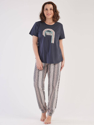 Купить Хлопковая пижама с брюками в полоску VIENETTA 2126440782 в Украина в Lingerie.ua - Одяг для дому та відпочинку, Фото 1