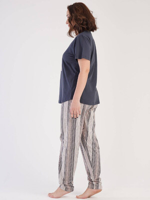 Купить Хлопковая пижама с брюками в полоску VIENETTA 2126440782 в Украина в Lingerie.ua - Одяг для дому та відпочинку, Фото 3