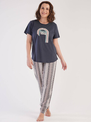 Купить Хлопковая пижама с брюками в полоску VIENETTA 2126440782 в Украина в Lingerie.ua - Одяг для дому та відпочинку, Фото 4