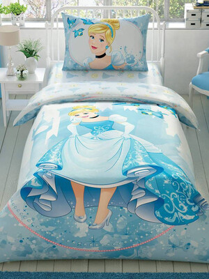 Купить Односпальный комплект постельного белья TAC Disney Cinderella Forever с простыней на резинке в Украина в Lingerie.ua - Одяг для дому та відпочинку, Фото 1