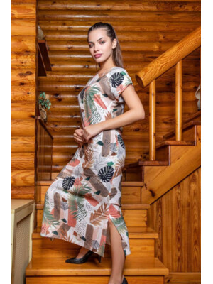 Купить Платье из штапеля с коротким рукавом и разрезами COCOON J5-5079 в Украина в Lingerie.ua - Одяг для дому та відпочинку, Фото 1