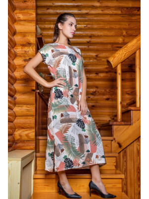 Купить Платье из штапеля с коротким рукавом и разрезами COCOON J5-5079 в Украина в Lingerie.ua - Одяг для дому та відпочинку, Фото 2