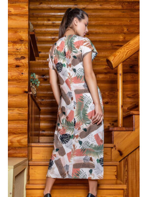 Купить Платье из штапеля с коротким рукавом и разрезами COCOON J5-5079 в Украина в Lingerie.ua - Одяг для дому та відпочинку, Фото 3