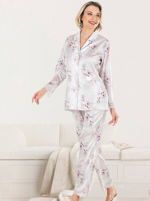 Купить Шёлковая пижама с рубашкой и брюками VIENETTA SATEEN 1612235290  в Украина в Lingerie.ua - Одяг для дому та відпочинку, Фото 3