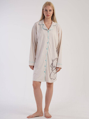 Купить Хлопковый халат на пуговицах с длинным рукавом VIENETTA 3060190000 в Украина