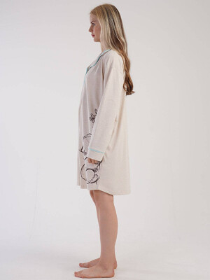 Купить Хлопковый халат на пуговицах с длинным рукавом VIENETTA 3060190000 в Украина в Lingerie.ua - Одяг для дому та відпочинку, Фото 3