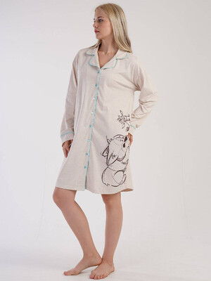 Купить Хлопковый халат на пуговицах с длинным рукавом VIENETTA 3060190000 в Украина в Lingerie.ua - Одяг для дому та відпочинку, Фото 5