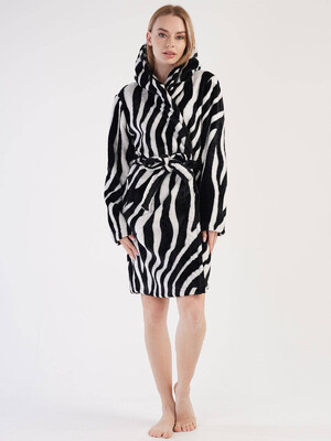 Купить Плюшевий теплий халат із принтом зебра VIENETTA 3030610419 в Украина