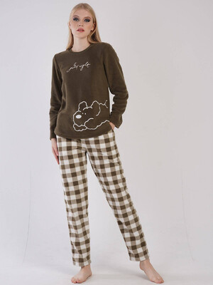 Купить Флисовый комплект с брюками в клетку VIENETTA 3041532812 в Украина в Lingerie.ua - Одяг для дому та відпочинку, Фото 5