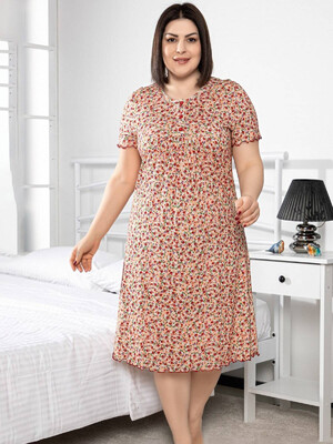 Купить Бавовняна нічна сорочка з коротким рукавом SABRINA J-11428 в Украина