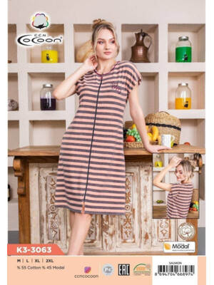 Купить Махровый халат на молнии с коротким рукавом COCOON K3-3063 в Украина в Lingerie.ua - Одяг для дому та відпочинку, Фото 2