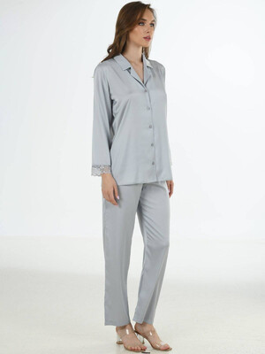 Купить Шелковая пижама с рубашкой на пуговицах VIENETTA 1611965290 в Украина в Lingerie.ua - Одяг для дому та відпочинку, Фото 2