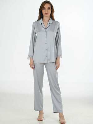 Купить Шелковая пижама с рубашкой на пуговицах VIENETTA 1611965290 в Украина в Lingerie.ua - Одяг для дому та відпочинку, Фото 5