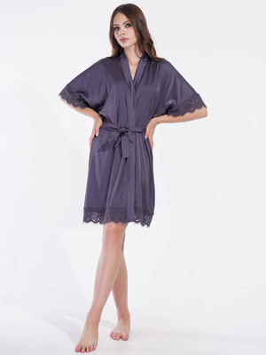 Купить Шелковый халат с кружевом VIENETTA 1612065318  в Украина в Lingerie.ua - Одяг для дому та відпочинку, Фото 2