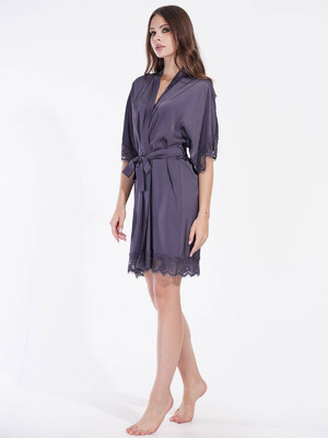 Купить Шелковый халат с кружевом VIENETTA 1612065318  в Украина в Lingerie.ua - Одяг для дому та відпочинку, Фото 10