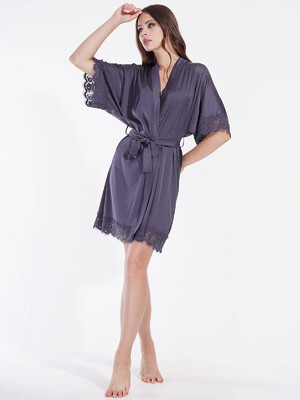 Купить Шелковый халат с кружевом VIENETTA 1612065318  в Украина в Lingerie.ua - Одяг для дому та відпочинку, Фото 8