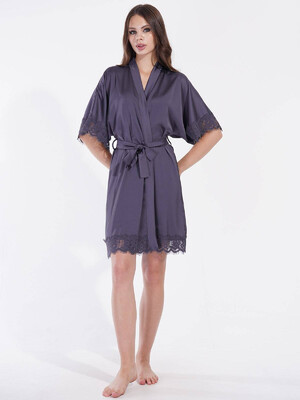 Купить Шелковый халат с кружевом VIENETTA 1612065318  в Украина в Lingerie.ua - Одяг для дому та відпочинку, Фото 7