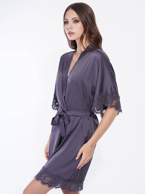 Купить Шелковый халат с кружевом VIENETTA 1612065318  в Украина в Lingerie.ua - Одяг для дому та відпочинку, Фото 6
