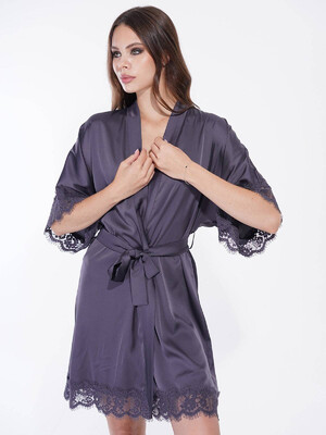 Купить Шелковый халат с кружевом VIENETTA 1612065318  в Украина в Lingerie.ua - Одяг для дому та відпочинку, Фото 5