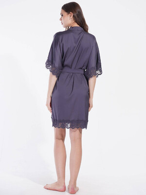 Купить Шелковый халат с кружевом VIENETTA 1612065318  в Украина в Lingerie.ua - Одяг для дому та відпочинку, Фото 4
