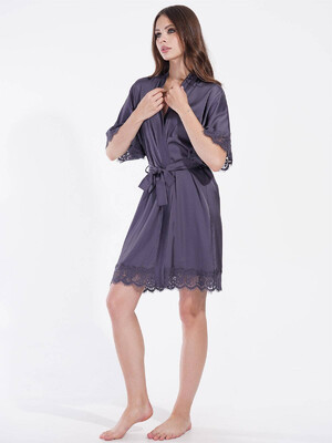 Купить Шелковый халат с кружевом VIENETTA 1612065318  в Украина в Lingerie.ua - Одяг для дому та відпочинку, Фото 3