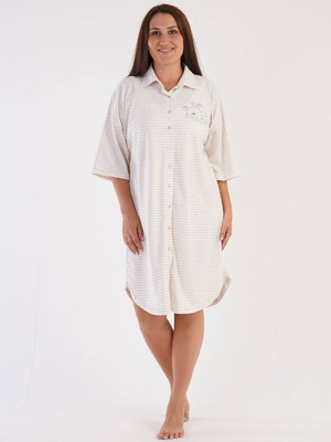 Купить Хлопковый халат рубашка большого размера VIENETTA 3032370000 в Украина в Lingerie.ua - Одяг для дому та відпочинку, Видео