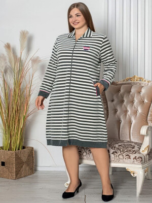 Велюровий халат великого розміру на блискавці COCOON U22-6032