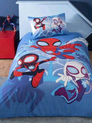 Односпальний комплект постільної білизни TAC Disney Disney Spidey and Friends з простирадлом на гумці